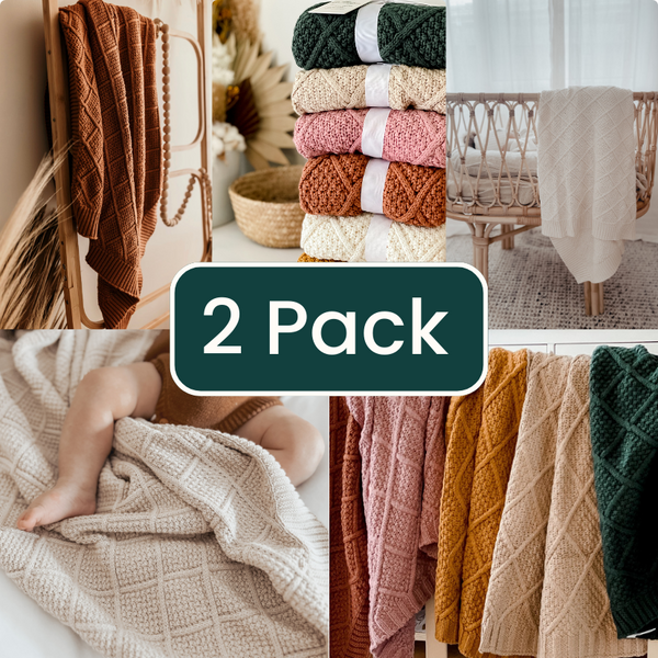 2 Pack Organic Cotton Knitted Blankets