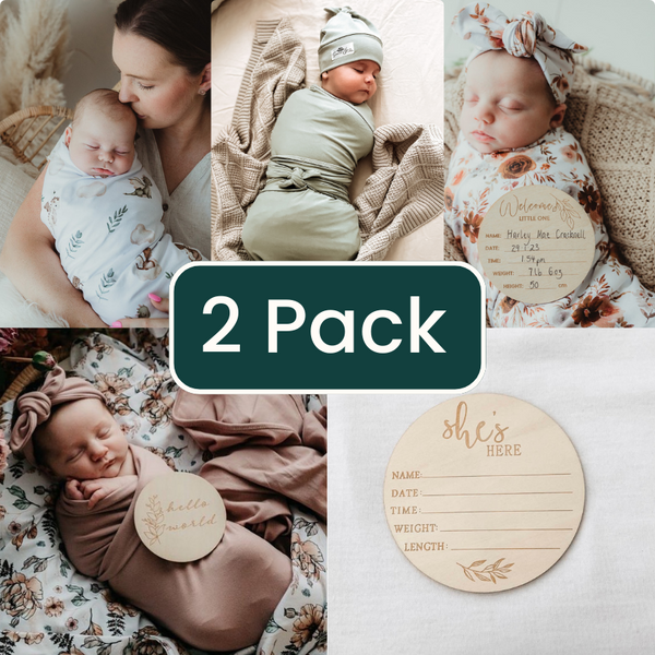 2 Pack Jersey Swaddle Wrap & Announcement Disc