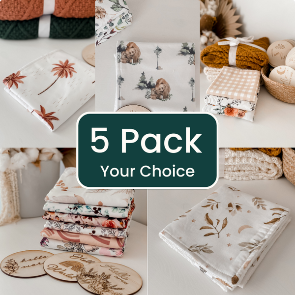 5 Pack 'Your Choice' Burp Cloths