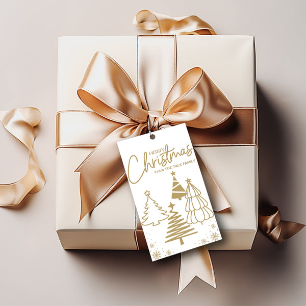 Golden Tree Christmas Gift Tag