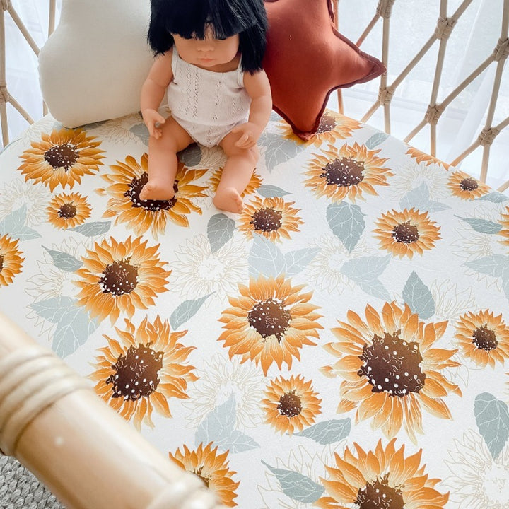 Sunflowers Bassinet Sheet / Change Mat Cover